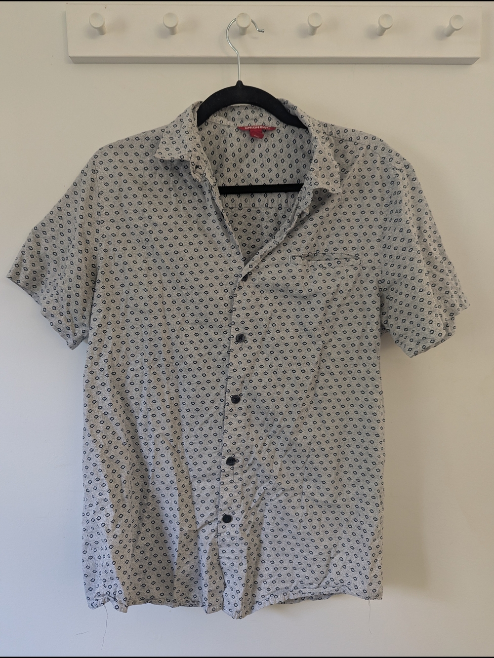 UNIONBAY White Short-Sleeve Button-Down with Navy Print